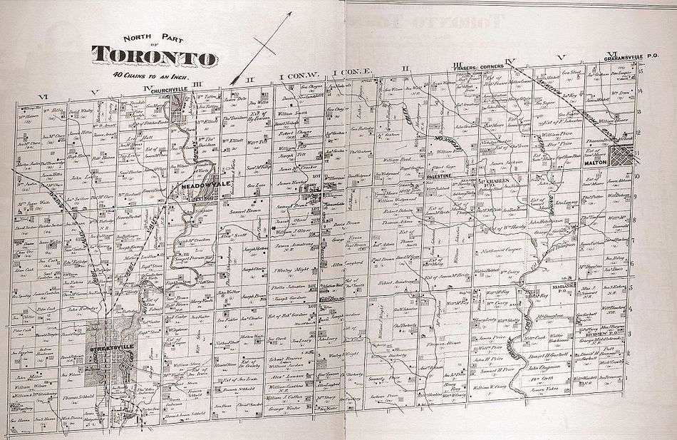 Map of Toronto Township in Peel County showing Elmbank, 1880