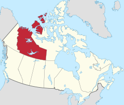 Map of Canada with Northwest Territories highlighted in red