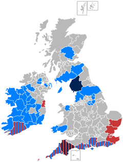 Map of the British Isles showing affected regions