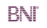 The acronym "BNI" in a violet font, BNI's current corporate logo.