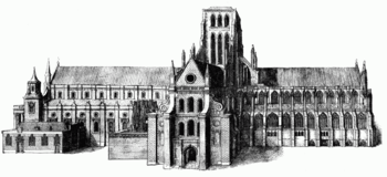 Engraving of a church building