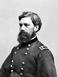Photo of bearded man in Civil War era Major General USA uniform