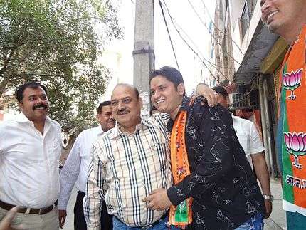 BJP MLA OP SHARMA along with Tarun Sharma Youth wing leader and other supporters during 2013 assembly elections.