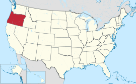 Map of the United States with Oregon highlighted