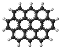 Ball-and-stick model of the ovalene molecule