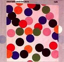 Scattered range of large coloured circles mostly red or black. The background in pink. Artist name is at top left with album name at top right.