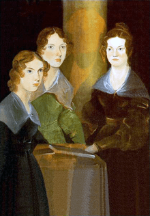 Three young brown-haired women stare forward