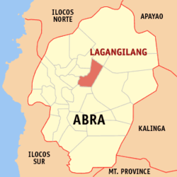 Map of Abra showing the location of Lagangilang