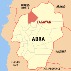 Map of Abra showing the location of Lagayan