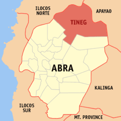 Map of Abra showing the location of Tineg