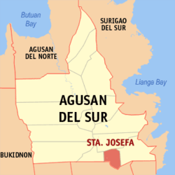 Map of Agusan del Sur with Santa Josefa highlighted