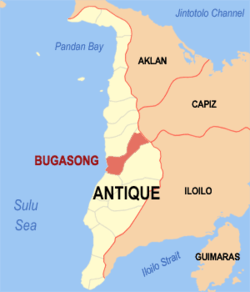 Map of Antique showing the location of Bugasong