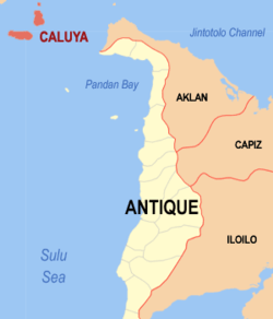 Map of Antique with Caluya highlighted
