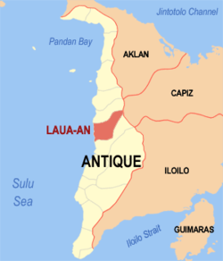Map of Antique with Laua-an highlighted