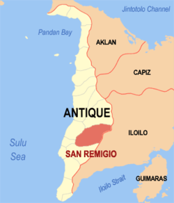 Map of Antique with San Remigio highlighted