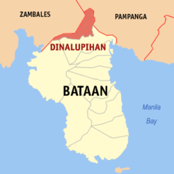 Map of Bataan showing the location of Dinalupihan