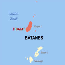 Map of Batanes showing the location of Itbayat