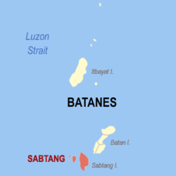 Map of Batanes showing the location of Sabtang