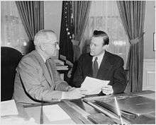 President Truman in Oval Office with labor leader Walter Reuther