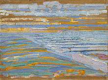 Piet Mondrian painting View from the Dunes with Beach and Piers, Domburg, in the Museum of Modern Art