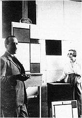 Piet Mondrian and Pétro (Nelly) van Doesburg in Mondrian's Paris studio, in 1923