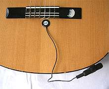 Piezoelectric pickup on a classical acoustic guitar