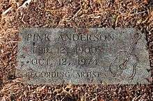 cemetery marker for Pink Anderson in Spartanburg, SC.