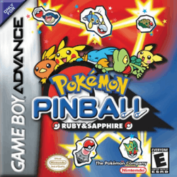 The logo depicts a large Poké Ball being ridden by Pokémon including Pichu, Pikachu, Treecko, Torchic, and Mudkip. The background is red and blue, and depicts several other Pokémon with Poké Balls.