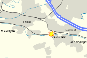 Map of the approximate location of the accident