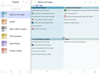 Priority Matrix screenshot from iPad platform