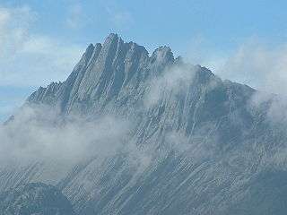A rocky mountain ridge.