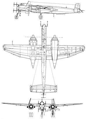 3-way drawing of Heinkel He 219A-7/R1