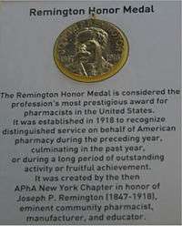 A picture of the Remington Medal.