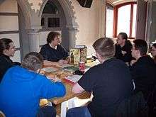 People playing The Dark Eye around a table