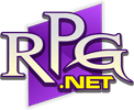 The letters RPG with a small gold net below, layered over a purple rhombus
