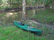 Photo of single-person kayak sitting on land