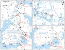 Three diagrams present major assaults by the Red Army.
