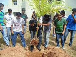 Planting trees around the campus under the green kalam movement