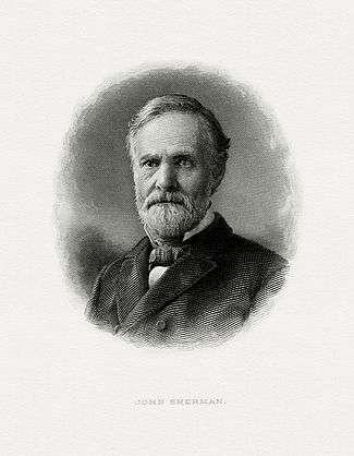 Bureau of Engraving and Printing portrait of Sherman as Secretary of the Treasury.