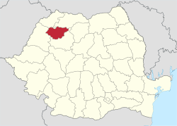 Administrative map of Romania with Sălaj county highlighted