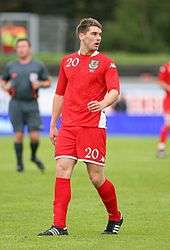 Welsh football player Sam Vokes during match against Iceland.