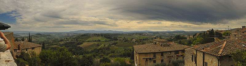 Panorama of San Gimignano and surrounding landscape