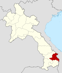 Map showing Sekong of Attapeu Province in Laos