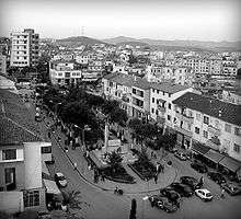 A picture of the center of Shijak, Albania in 2008.