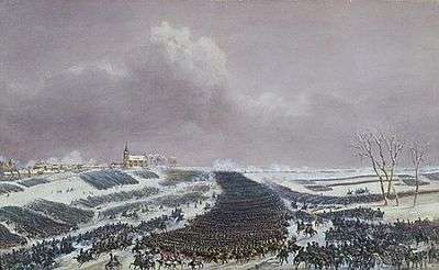 Sahuc fought at the Battle of Eylau. Simeon Fort's painting shows a massed cavalry charge.