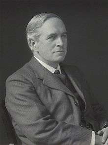 A sitting portrait black and white photograph of the then 59-year-old Sir James Black Baillie in 1931.