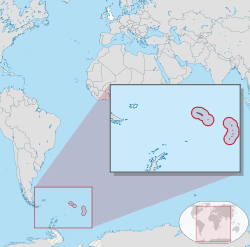Location of South Georgia and the South Sandwich Islands in the southern Atlantic Ocean.