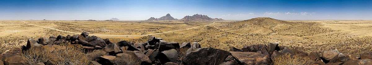 An panoramic of the Namib Desert in the area of Spitzkoppe