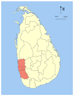 Area map of Western Province of Sri Lanka