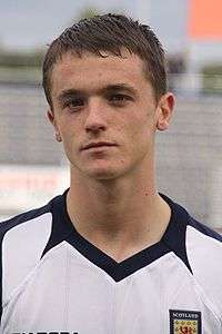 McGinn playing for the Scotland Under 21s